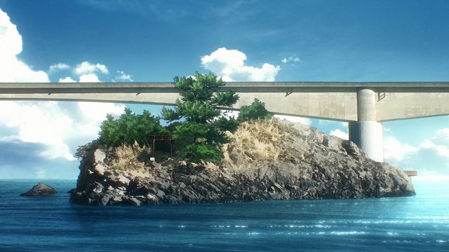Small Island with Red Bridge and Shrine